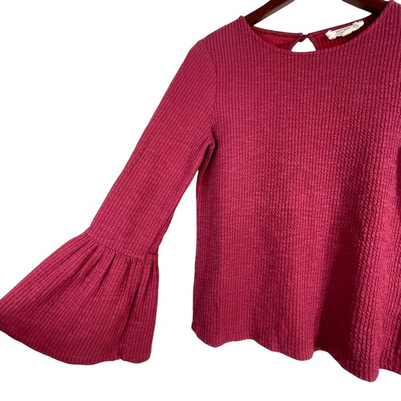 Anthropologie‎ Porridge Bell Sleeve Knit Top Small Burgundy Boho Stretch - Picture 7 of 10
